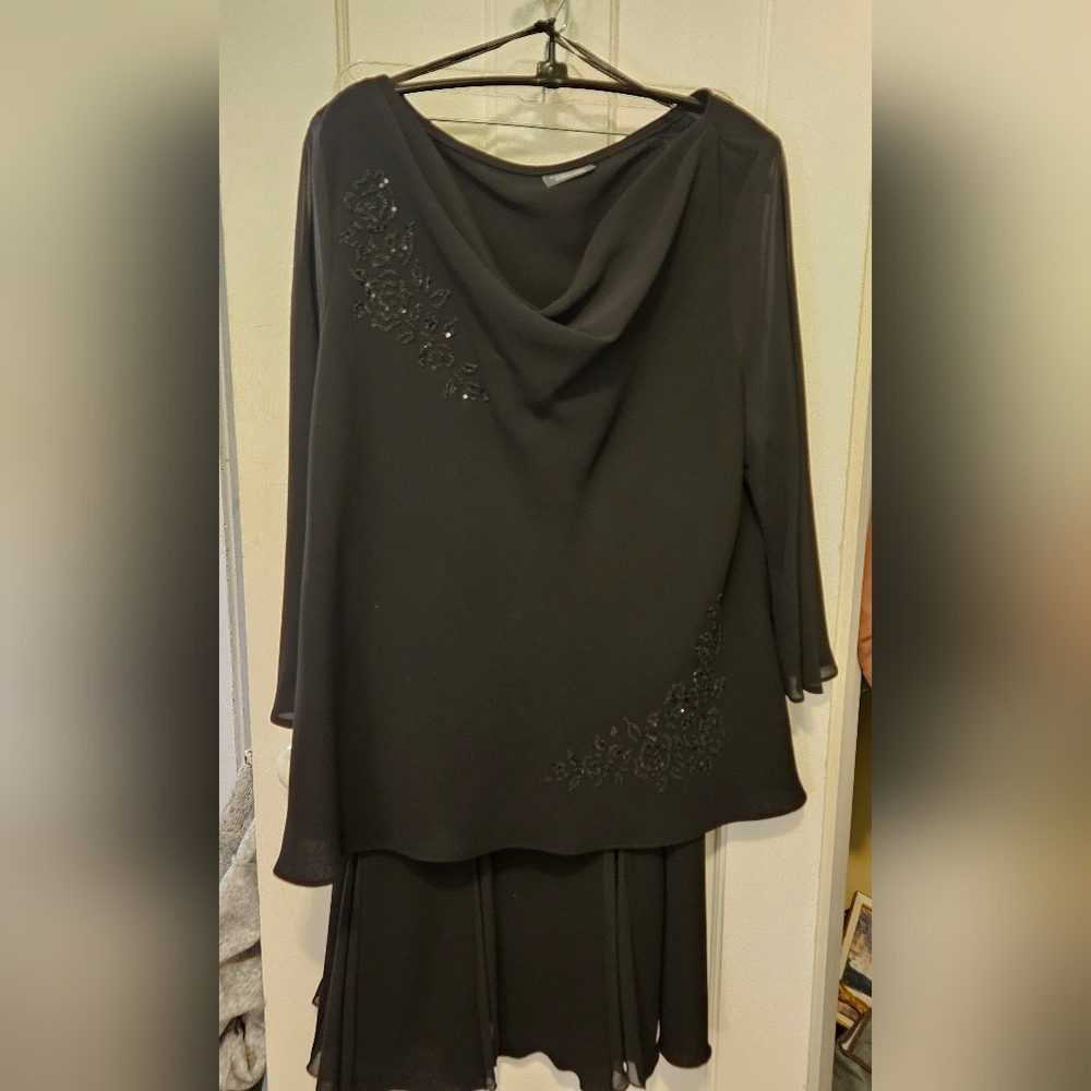 Two pieces, skirt with beaded embellished top size 18w, black from Dress Barn
